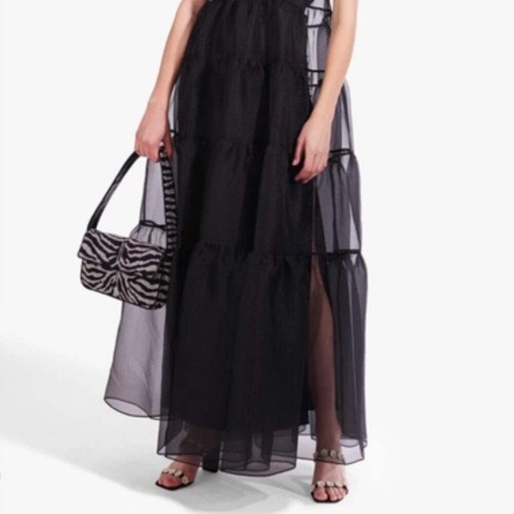 Staud Hyacinth Tiered Organza Overlay Maxi A-Line 2 Piece Dress Black M NWT - Picture 5 of 9